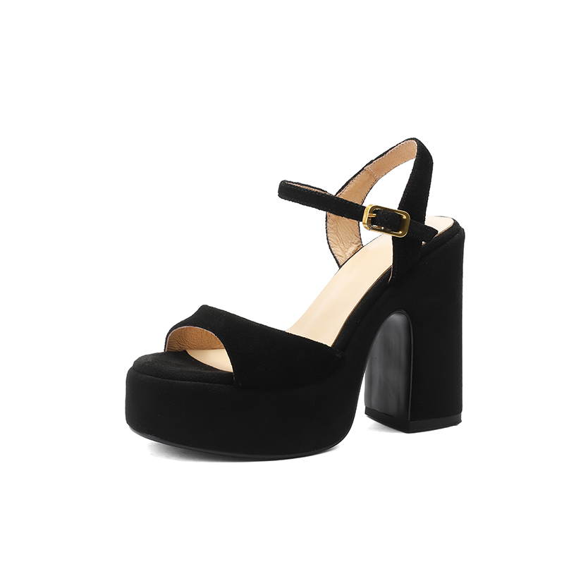12.5 cm Italian-Style Soft-Soled Leather High Heel Sandals for Comfort and Style, Perfect for 90s and Y2K Fashion