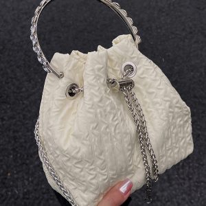 2023 Women's Rhinestone Round Ring Bucket Bag - Sweet Chain Shoulder Crossbody Handbag, Trendy Fashion Accessory