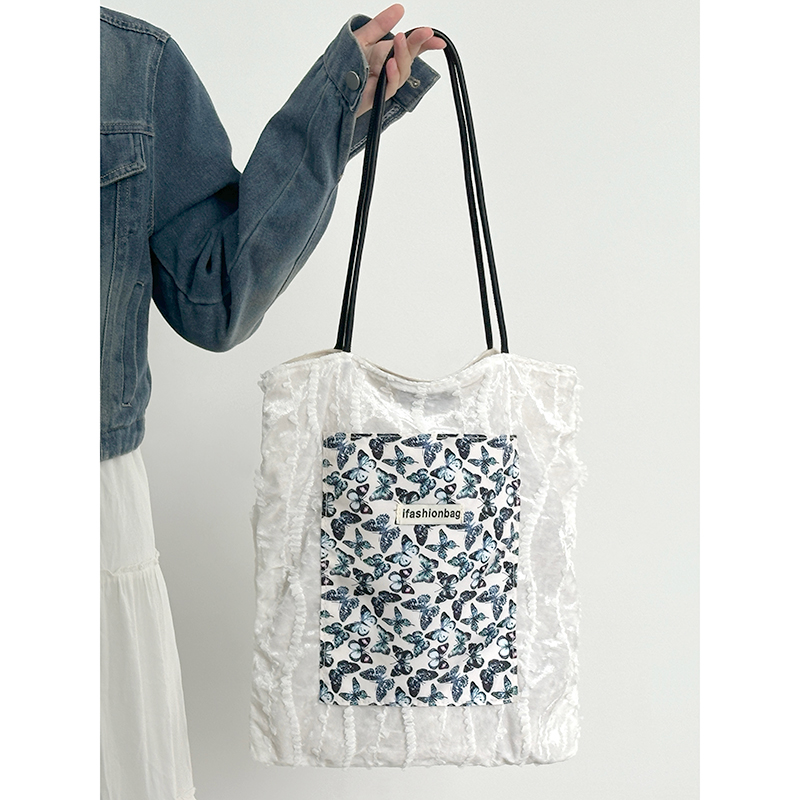 2024 Women’s Large Capacity Butterfly Lace Shoulder Tote Bag - Versatile Niche Handbag for Everyday Style