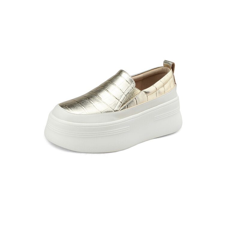 6 cm Thick-Soled Round Toe Italian-Style Soft Sole Shoes for Comfort - Genuine Leather Spring 2024 Footwear Trend