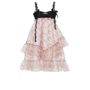 Amber Black Tea Sweet Camisole Dress - Black Princess Puff Dress with Fragile Shop Style, Y2K Inspired Fashion
