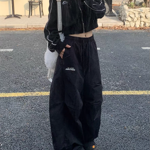 American Retro Pleated Wide-Leg Work Pants for Women - Casual Loose Drape Summer Style