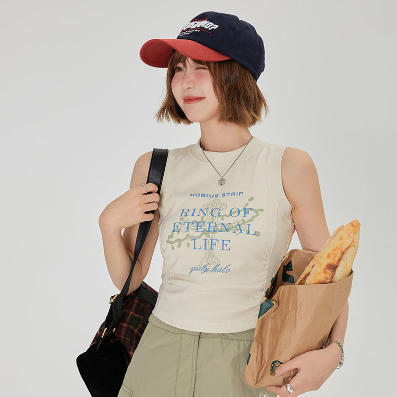 American Retro Printed Camisole for Women - Summer Spicy Short Top with Girly Vibe - Y2K Style