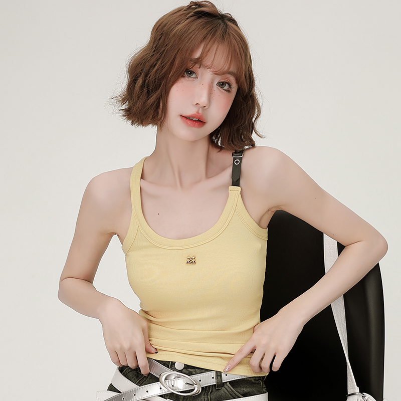American Retro Spicy Girl Camisole for Women - 2024 Summer Slim-Fit Top in Girly Style