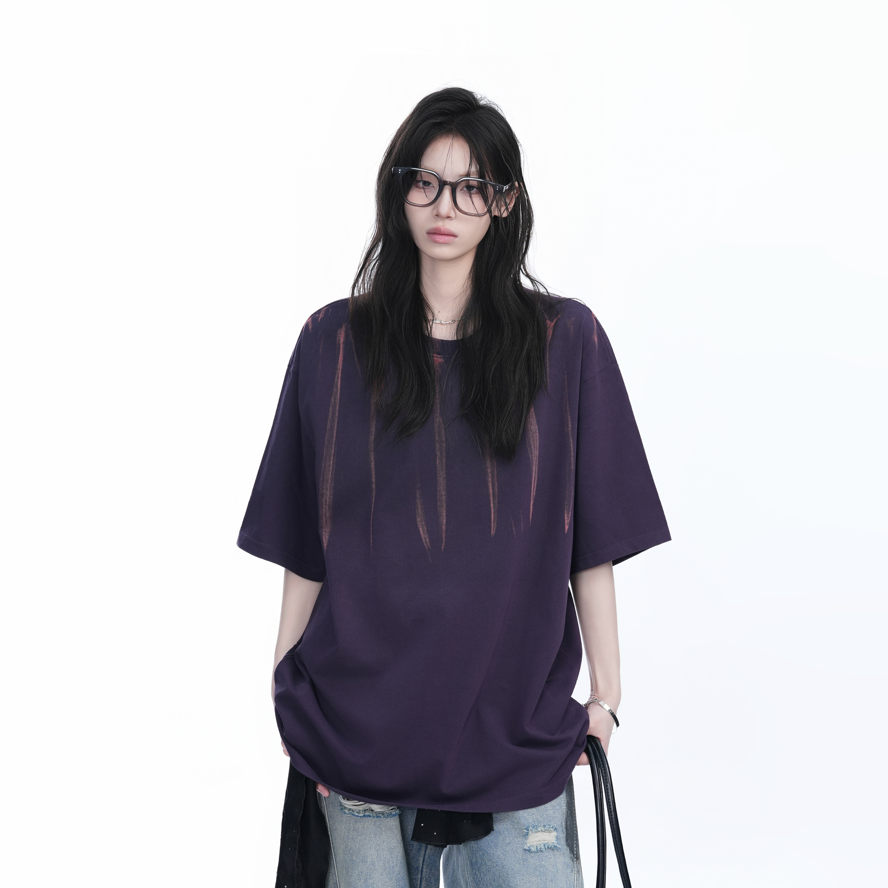 American Retro Tie-Dye Oversized Short Sleeve T-Shirt for Women - Trendy Round Neck Casual Top with Y2K Vibe