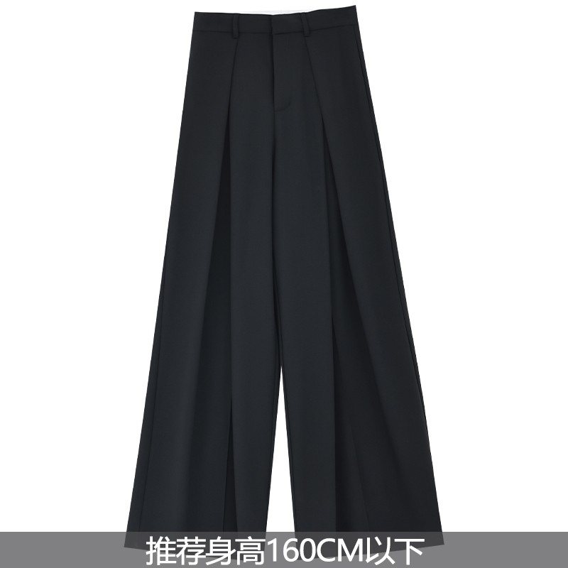 Black High-Waisted Wide-Leg Suit Pants for Women - Thin Draped Floor-Length Design, 2025 Summer Fashion Essential