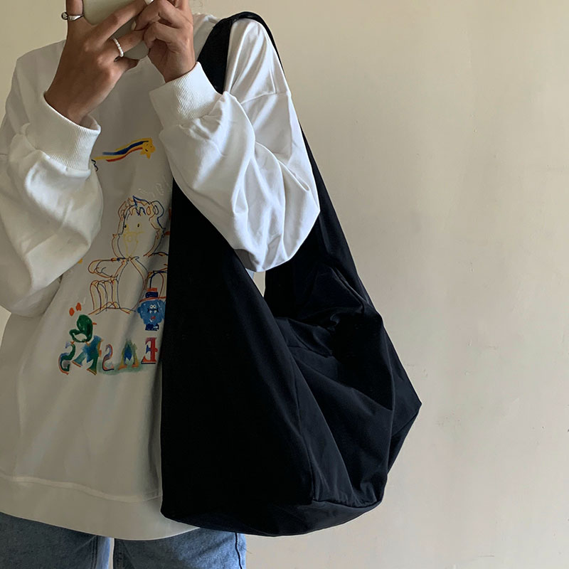 Black Nylon Canvas Crossbody Bag for Women - Casual Large Capacity Versatile Shoulder Bag for Summer Style