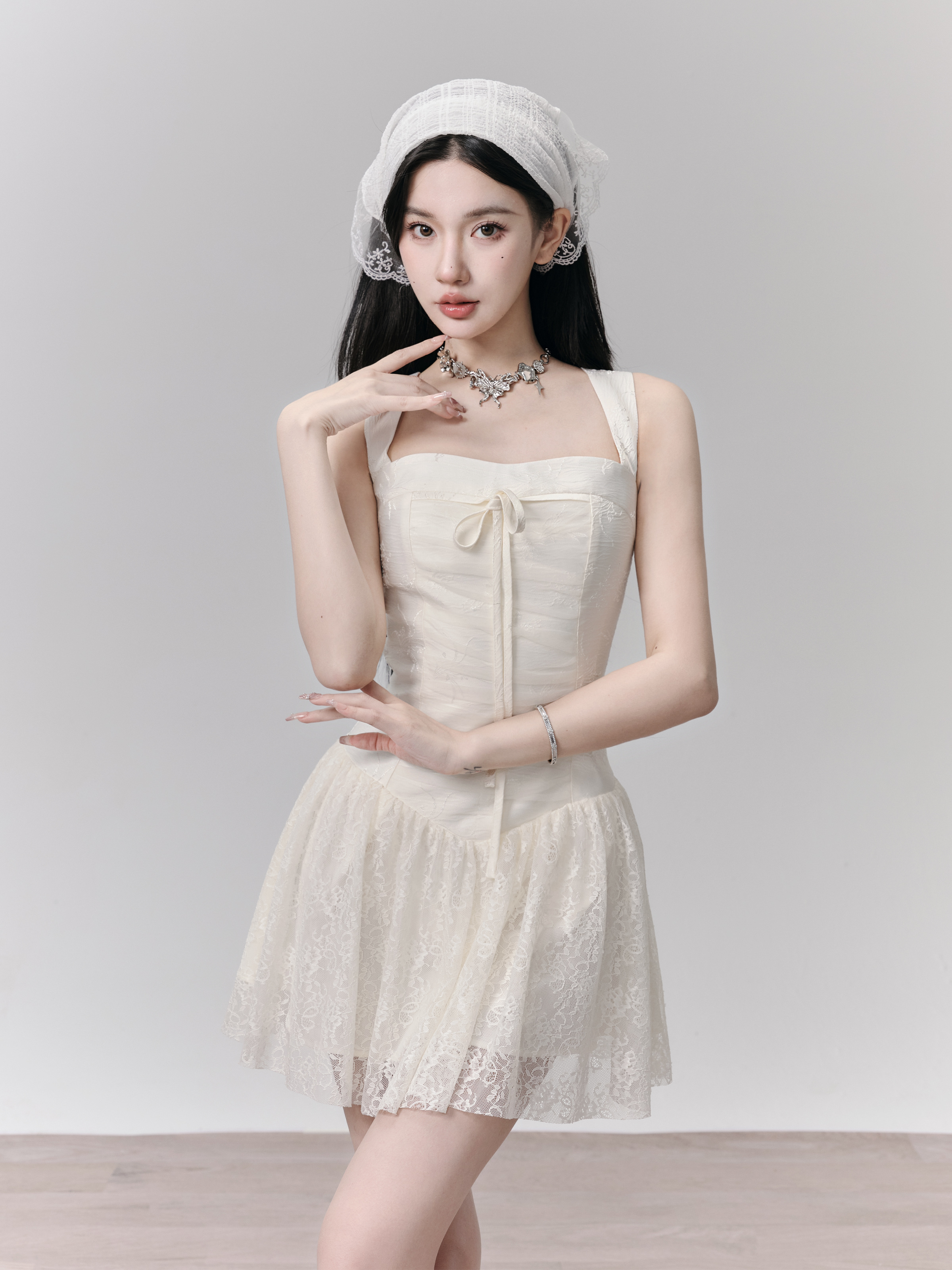 Blooming Dream Lace Tie Mesh Wide Shoulder Strap Dress - Sweet Floral Dating Dress for Summer, Y2K and 90s Inspired Fashion