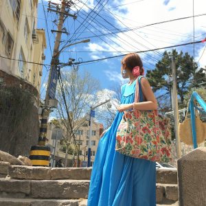 Blue Island Pink Makeup Retro Linen Vest Dress - Women's Summer Micro-Pleated A-Line Midi Dress, Vintage Style Fashion