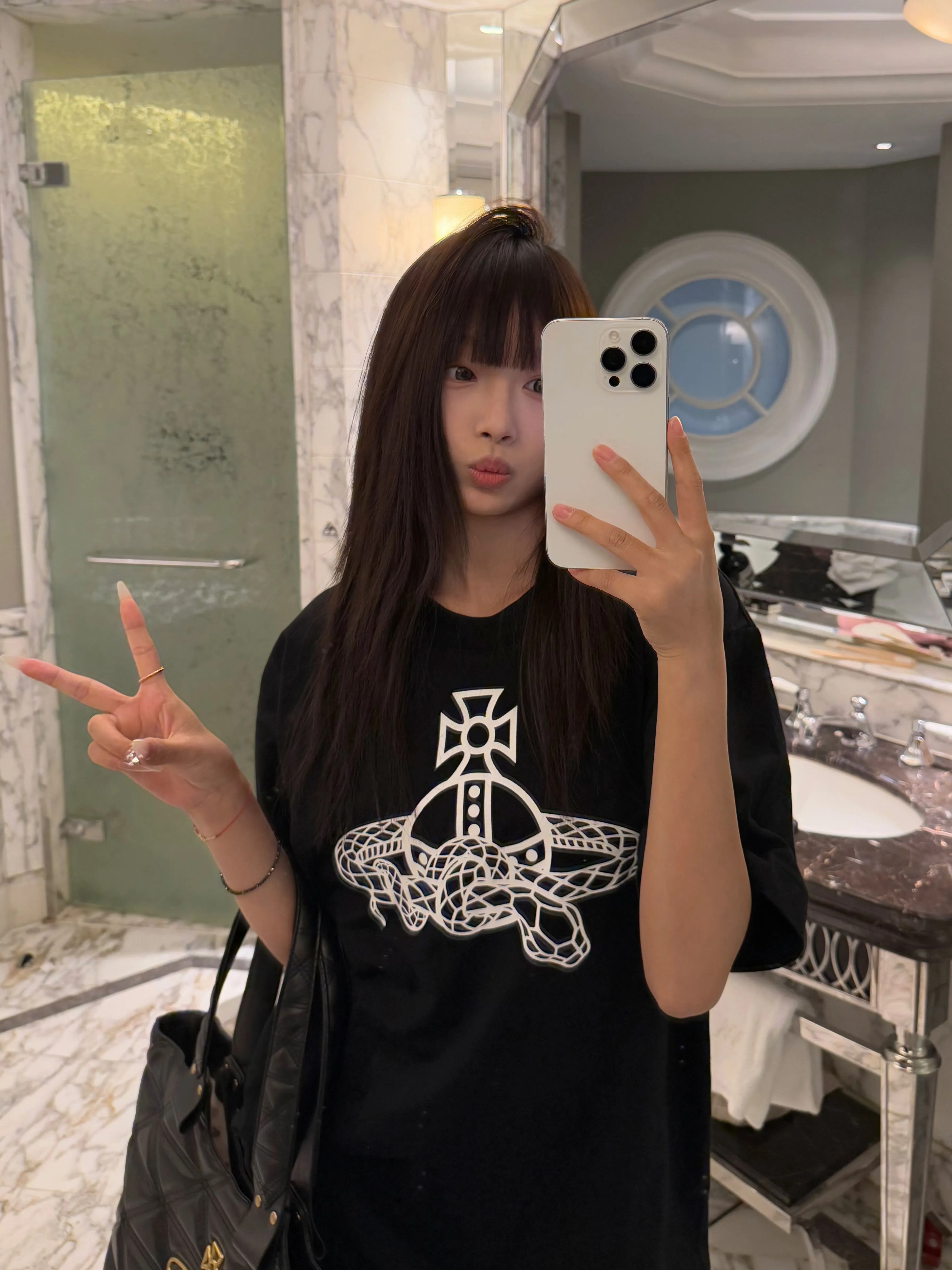 Casual Printed Snake T-Shirt for Women - Loose Fit, Round Neck, Pure Cotton - 25SS South Korea INS Limited Edition