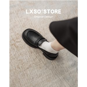 Chunky Heel Genuine Leather Loafers for Women - British Style Thick-Soled Slip-On Shoes for Autumn Winter 2025, JK Style