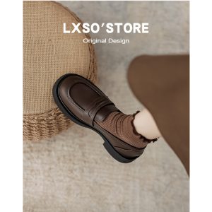 Chunky Heel Genuine Leather Loafers for Women - British Style Thick-Soled Slip-On Shoes for Autumn Winter 2025, JK Style