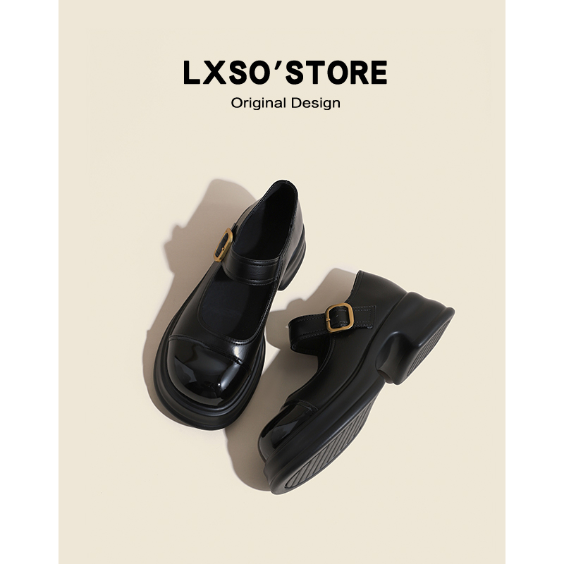 Chunky Heel Genuine Leather Mary Jane Women's Shoes - Retro College Style, Height-Increasing, Thick-Soled for Spring & Autumn 2024