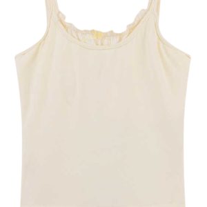 Color-Block Fake Two-Piece Vest for Women with Chest Pads, Summer Ruffled Edge Slim-Fit Camisole Top, Sweet Casual Style