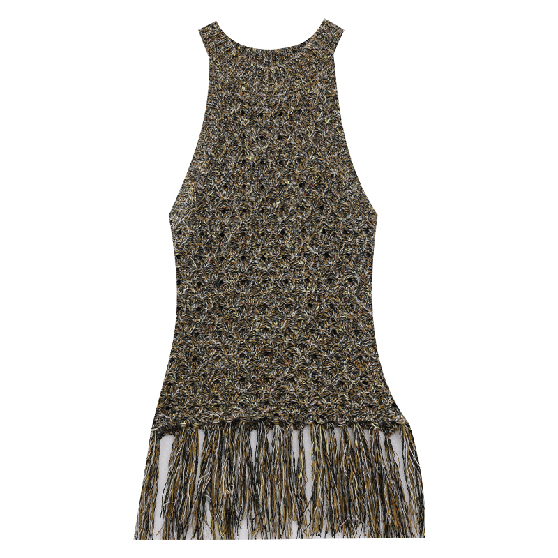 Colorful Wild Fun Drawstring Design Vest Women's Slim Knit Hollow Sleeveless Top - Y2K Inspired Fashion Tank Top