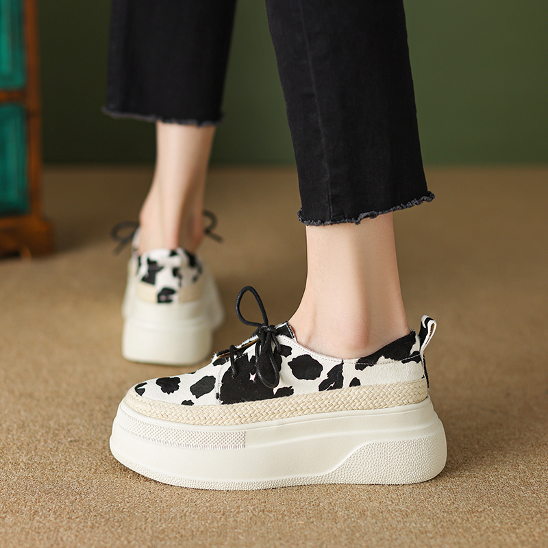 Comfortable 6cm Italian-Style Color-Block Woven Leather Soft Sole Shoes for Women - Thick-Soled Fashion Footwear