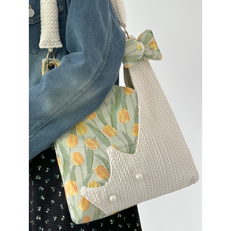 Cute Tulip Crossbody Bag for Women - Fresh Niche Design, Large Capacity Shoulder Tote, Trendy 2025 Style