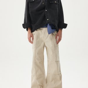 Deconstructed Patchwork Design Casual Pants for Men - 2025 Spring Collection Loose Wide-Leg Work Pants