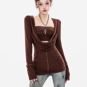 Deep V-Neck Knitted Sweater and Skirt Set - Sun, Moon, Stars Design, Spicy Girl Style, 90s Inspired, Women's Early Spring Fashion