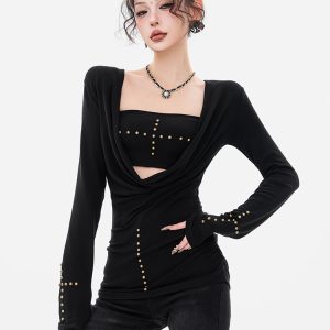 Deep V-Neck Knitted Sweater Two-Piece Set - Sun, Moon, Stars Design, Spicy Girl Style for Women, 2025 Early Spring Fashion