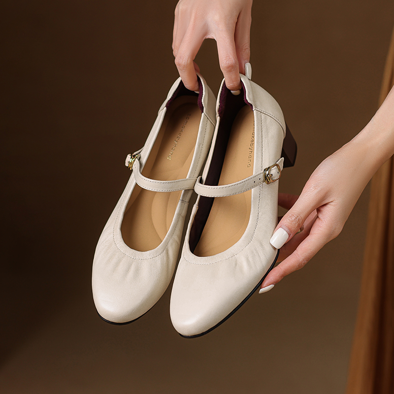 Elegant Mid-Heel Mary Jane Evening Shoes for Women - Comfortable Chunky Heel, Soft Sole, Italian Style Design