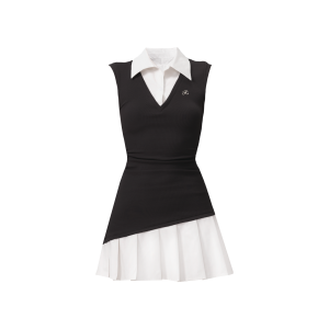 Elegant Miu Style High-End Color-Block Faux Two-Piece Slim Fit Shirt Dress - Chic Spicy Design for Trendy 90s Inspired Fashion