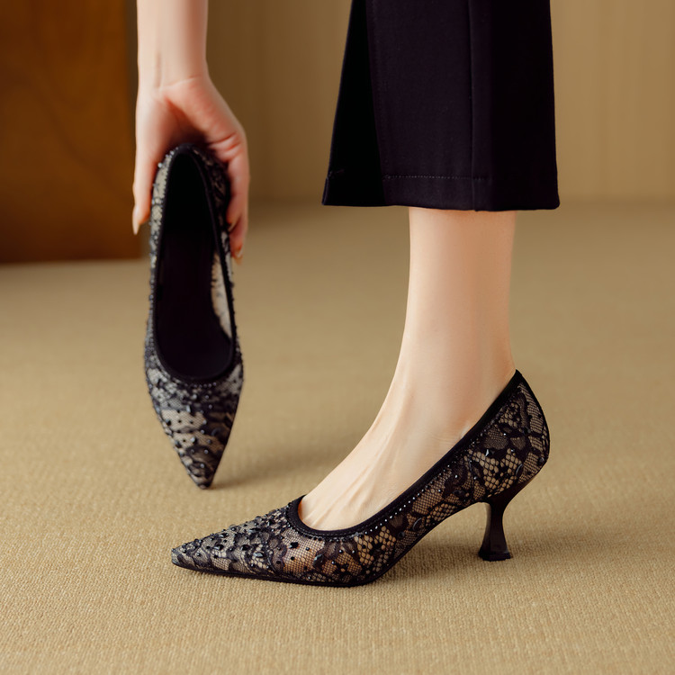Elegant Pointed Toe High Heels for Women, Sexy Mesh Stiletto Shoes, Breathable Fashion Footwear, Chic Evening Style