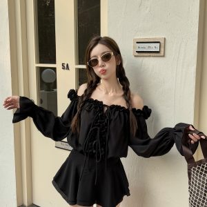 Floral One-Shoulder Chiffon Shirt Dress for Women - Lightweight Waist-Cinching Style for Spring and Summer Fashion