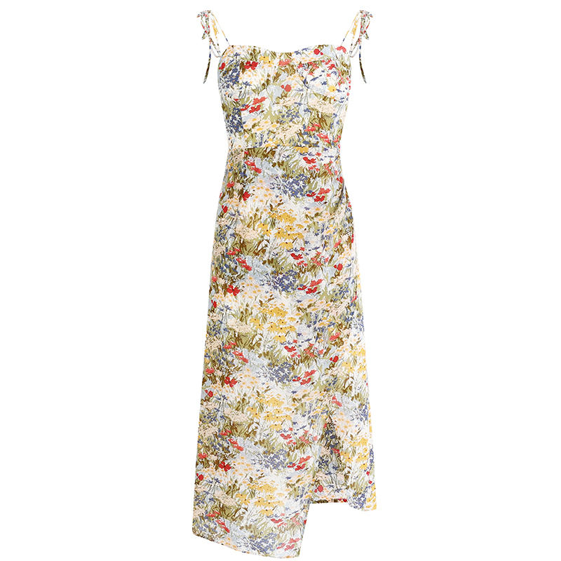 Floral Sleeveless Long Dress for Women - French Style 2025 Summer Slim Fit Vacation Trend