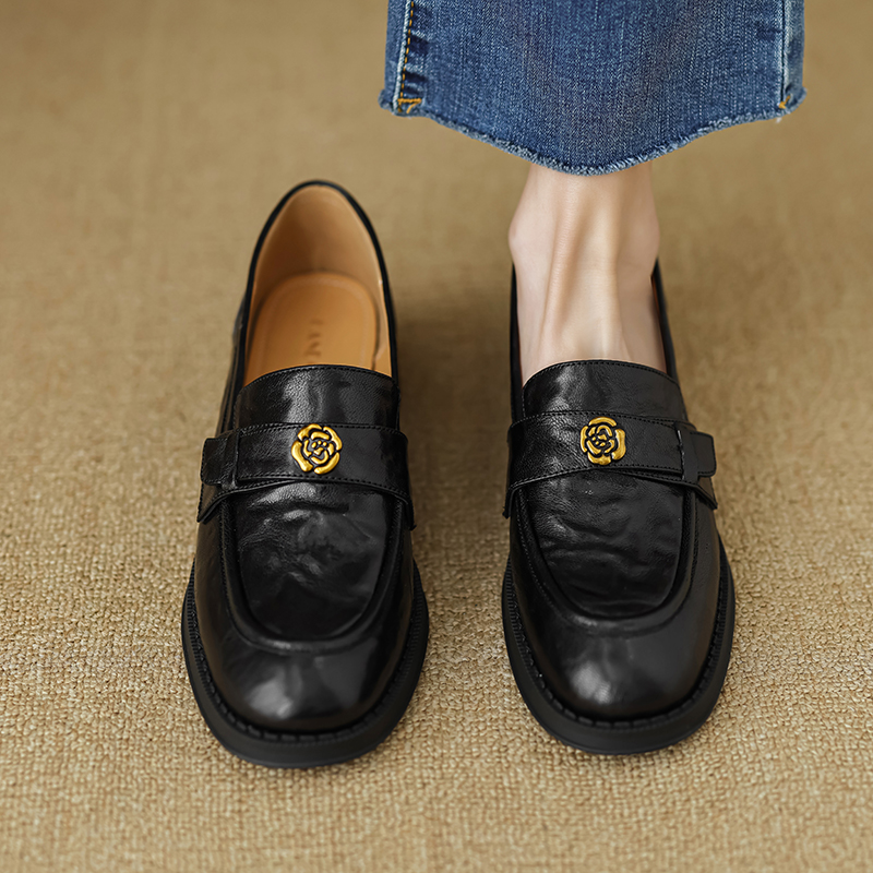 Floral Slip-On Loafers for Women - Italian-Style Soft-Soled Genuine Leather Shoes for Comfort