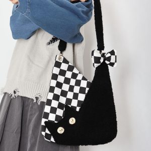 Fluffy Cat Shoulder Bag - Large Capacity Furry Crossbody Purse - Cute Niche Style for Cat Lovers