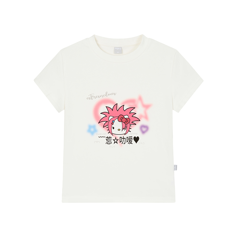 Forget Love Y2K Cartoon Graphic Slim-Fit White T-Shirt for Women - Casual Short Sleeve Tee