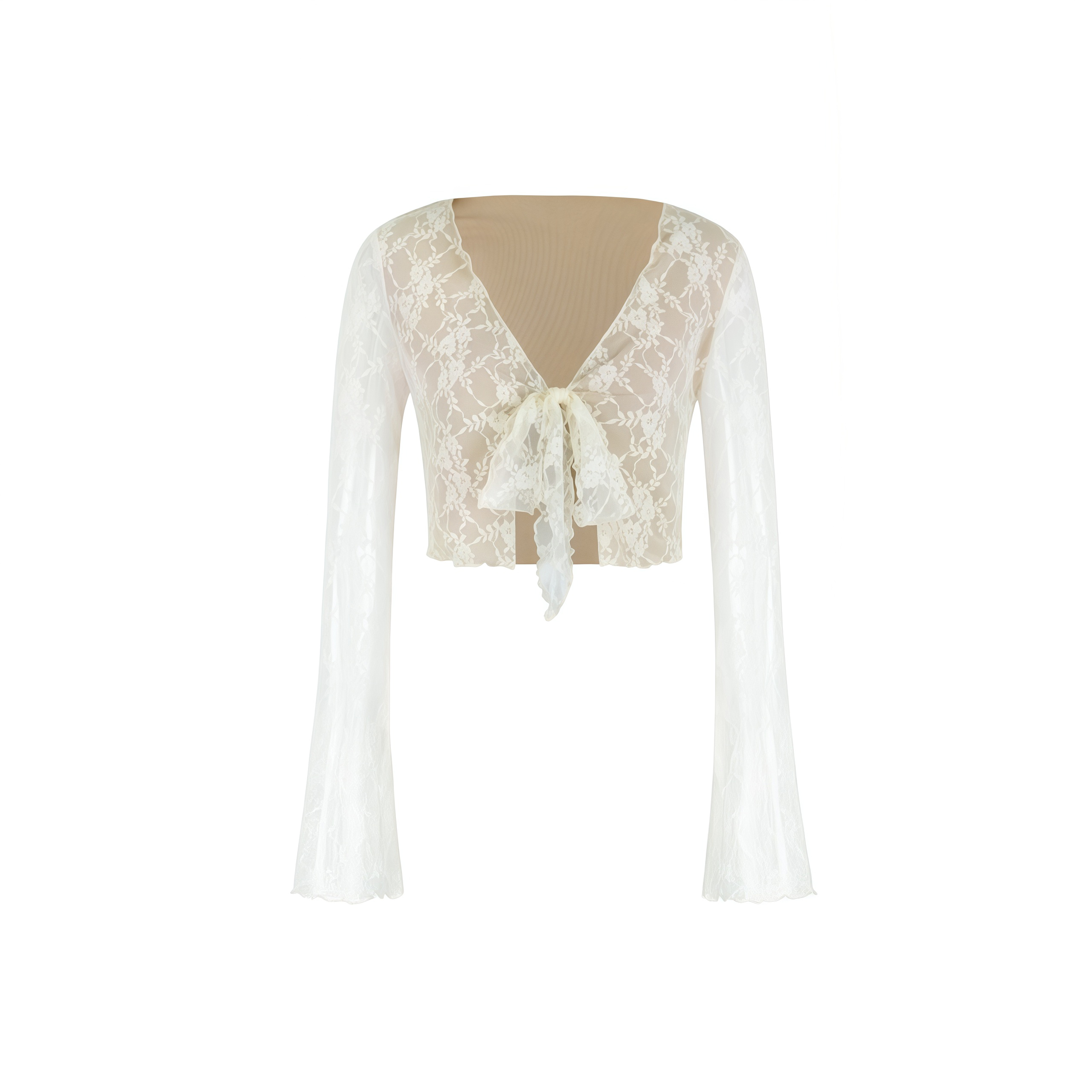 French Lace Jacquard Tie Cardigan and High-Slit Skirt Set - Chic 90s Inspired Women's Fashion Ensemble
