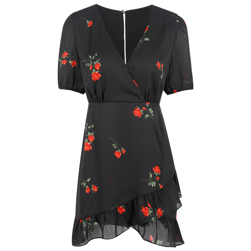 French Style Black Short Dress for Women - 2025 Summer Vacation Look, Inspired by Yang Caiyu, Trendy and Chic