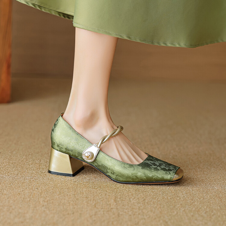 French Style Low-Heeled Mary Jane Shoes for Women - Genuine Leather Square Toe, Trendy Italian Design