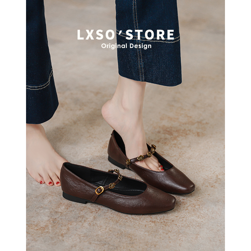 French-Style Women's Retro Red Mary Jane Ballet Shoes, Genuine Leather Loafers, Black Leather Classics, Vintage-Inspired Footwear