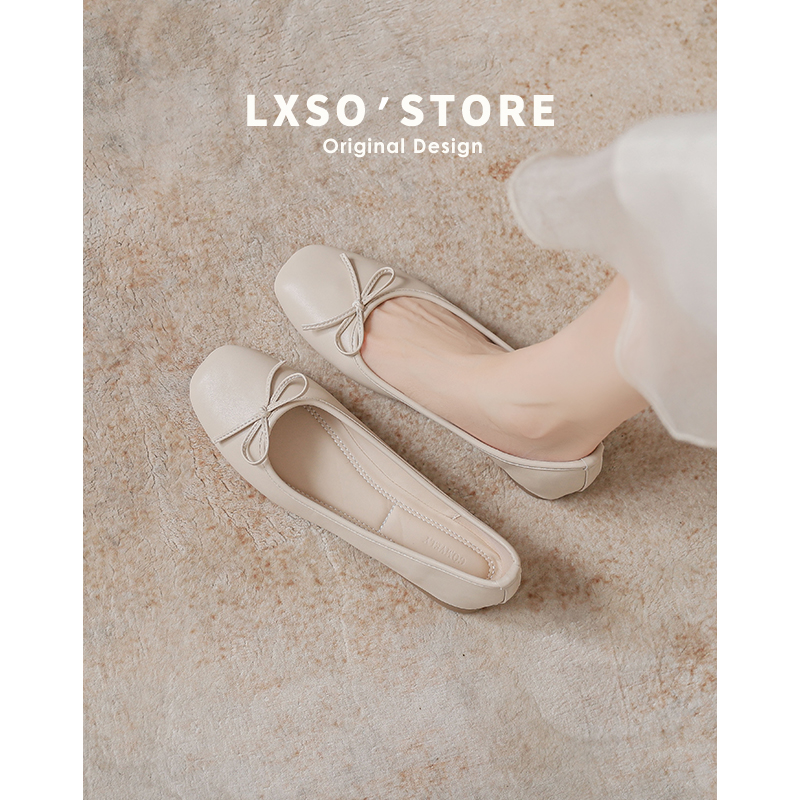 French Style Women's Soft Leather Flat Shoes with Retro Bow – Ballet Mary Jane Commuter Shoes, Vintage-Inspired Footwear