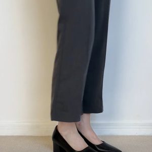 Genuine Leather Chunky Heel Pointed Toe Black High Heels for Women - Versatile Elegant Commuter Shoes - Comfortable Fashion Footwear