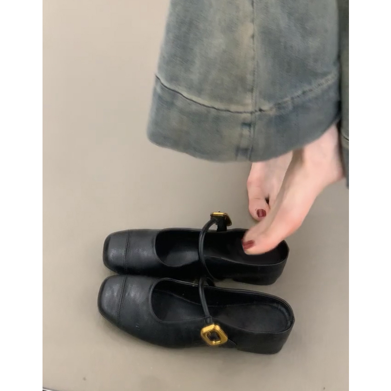 Genuine Leather Cowhide French Slip-On Open-Toe Half Slippers for Women - Summer Backless Sandals, Height-Increasing Cool Footwear