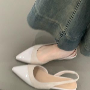 Genuine Leather French Style Pointed Toe Flat Sandals for Women - Sheepskin, 2025 New Arrival, Gentle Fairy Aesthetic