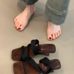 Genuine Leather French Vintage Wedge Sandals for Women - Elegant High-Heeled Summer Shoes, Stylish Outdoor Footwear