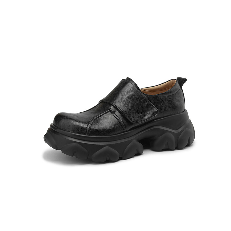 Genuine Leather Italian-Style Women's Shoes - Comfortable Thick Sole 6 cm Soft Sole - Trendy Fashion Footwear for Everyday Wear