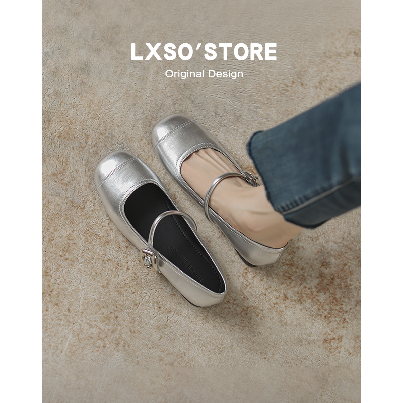 Genuine Leather Mary Jane Shoes for Women, 2025 Summer Ballet Flats, French Style, Comfortable Small Leather Shoes