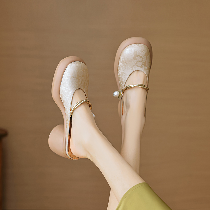 Genuine Leather Open-Toe Half Slippers for Women - Summer High-Heeled Sandals - Italian Style Outdoor Footwear