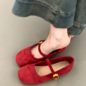 Genuine Leather Retro Square-Toe Mary Jane Flats for Women - Sheepskin Evening Ballet Shoes, French Style, Vintage Charm