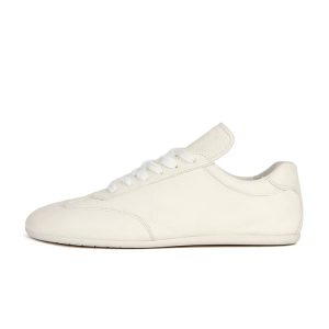 Genuine Leather Round Toe Lace-Up Breathable White Sheepskin Sports Shoes for Women - Casual 2025 ACG Training Style