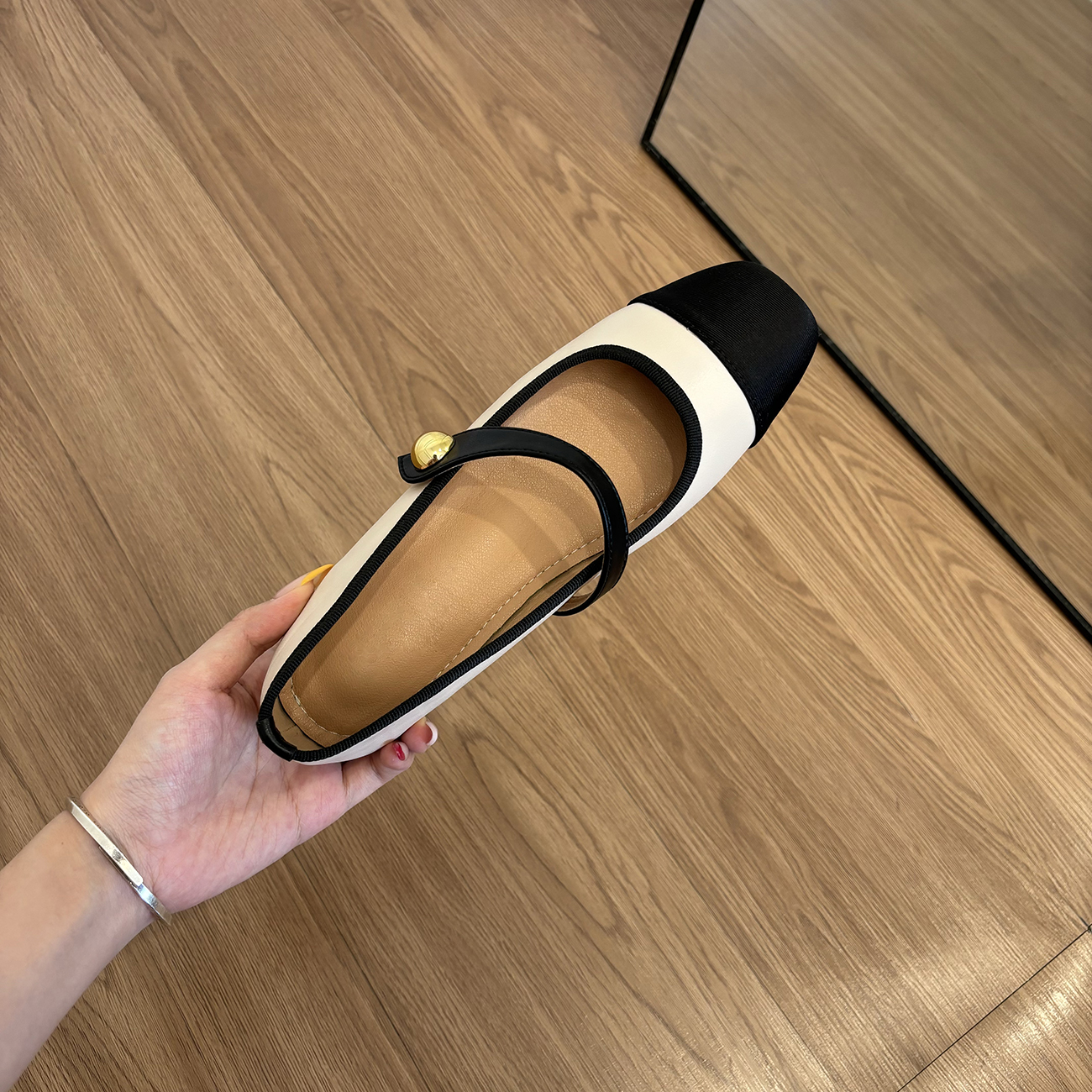 Genuine Leather Sheepskin Ballet Flats for Women - 2025 French Evening Breeze One-Strap Mary Jane Shoes