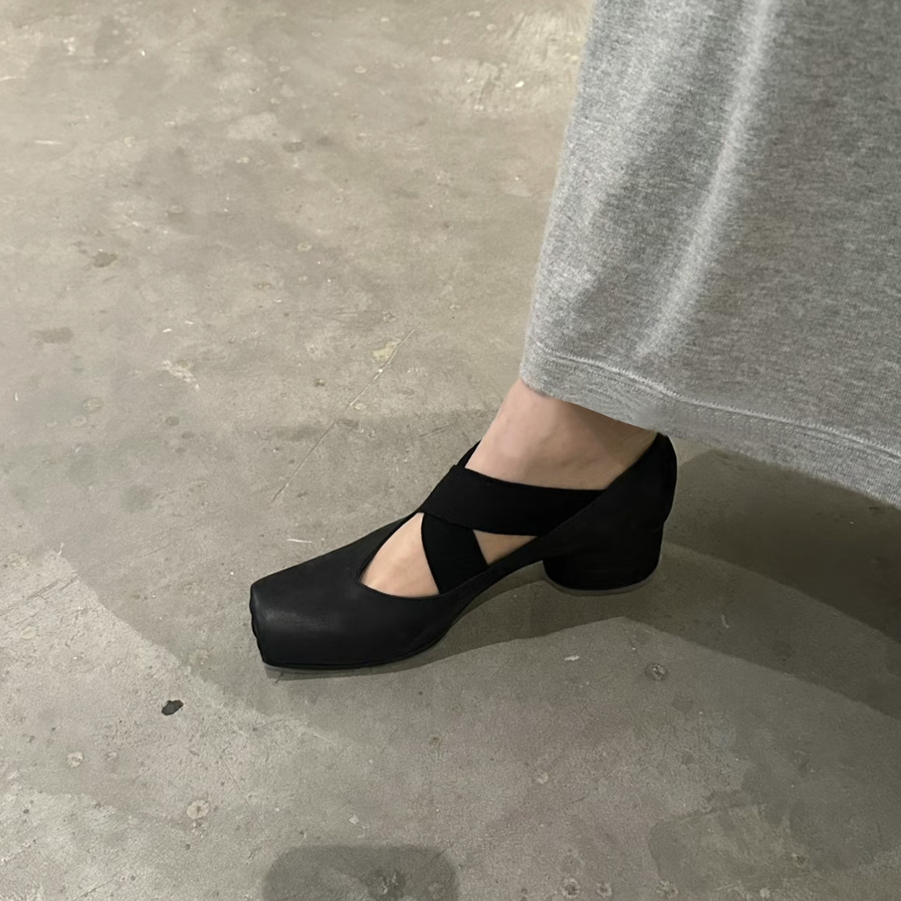 Genuine Leather Sheepskin Ballet Shoes for Women, Vintage Chunky Heel Mary Jane High Heels, French Square Toe Fairy Style