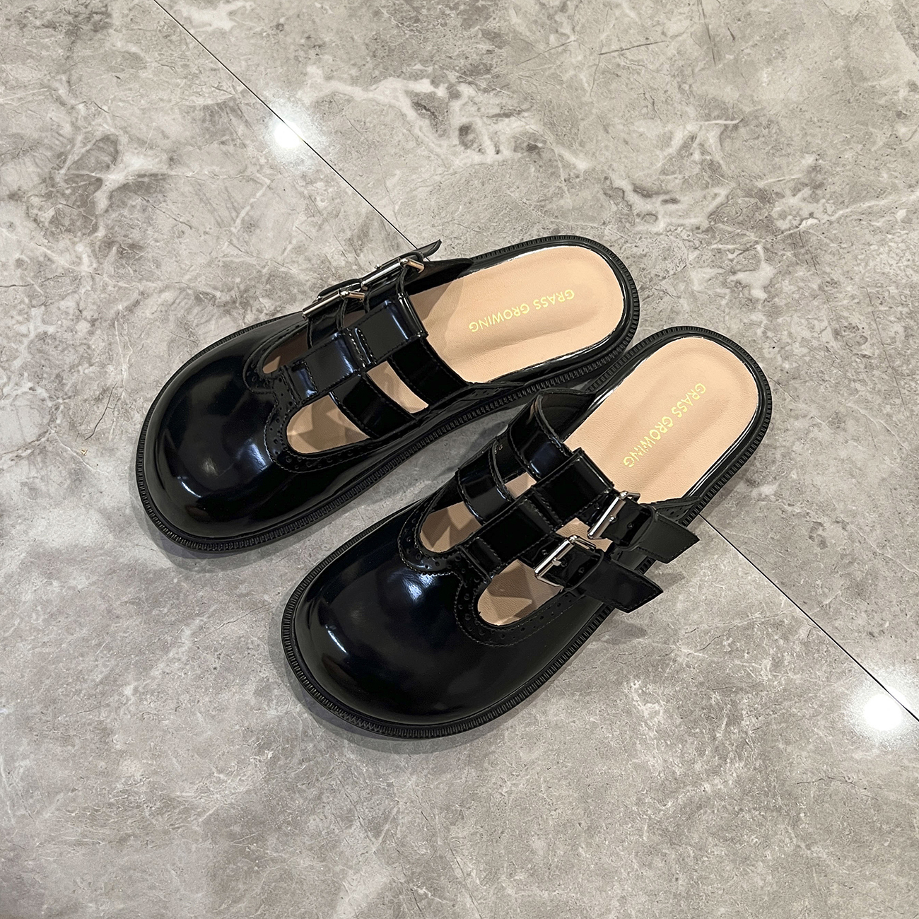 Genuine Leather Sheepskin Flat Retro Open-Toe Mules for Women - Casual Outdoor Slippers, 2025 Lazy Style Footwear