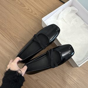 Genuine Leather Sheepskin French Bow Flat Ballet Shoes for Women - 2025 New Slip-On Mary Jane Style